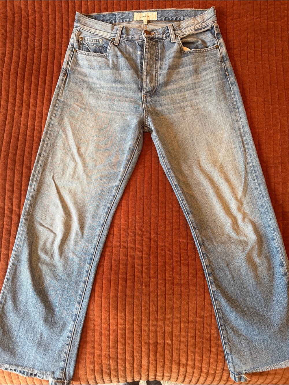 THE GREAT Lasso Light Blue Straight-Leg Jeans